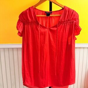 Rachel Roy Large‎ Womens Blood Orange Tunic Casual Boho Tie Neck Blouse